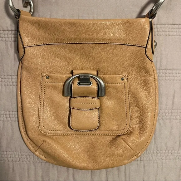 B. Makowsky Camel Tan Leather Crossbody Bag - Picture 4 of 8